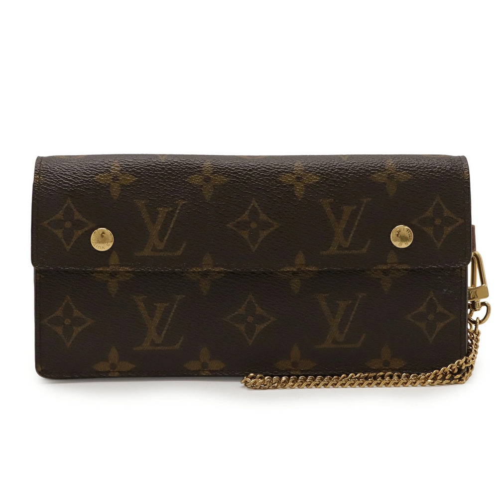 LOUIS VUITTON Monogram Portefeuille Accordion Bi fold Long Wallet Chain
